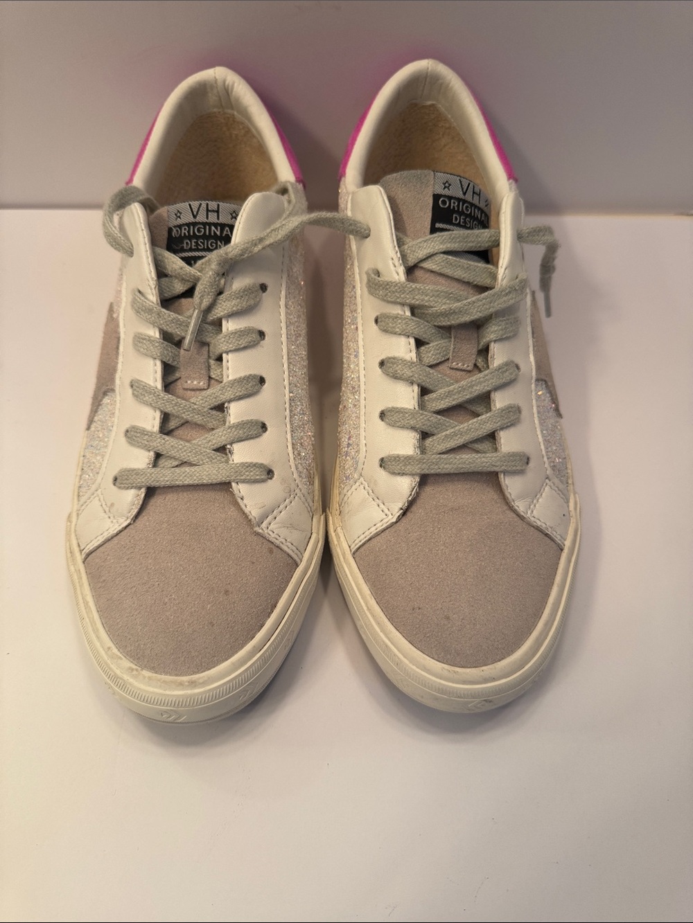 Vintage Havana Cream and Pink Accent Low-Top Sneakers